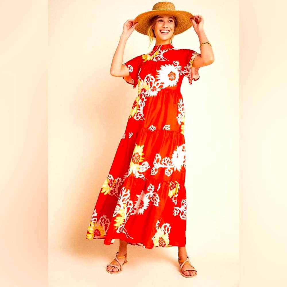NWT ANTHROPOLOGIE COREY LYNN CALTER TIERED MAXI DRESS LARGE